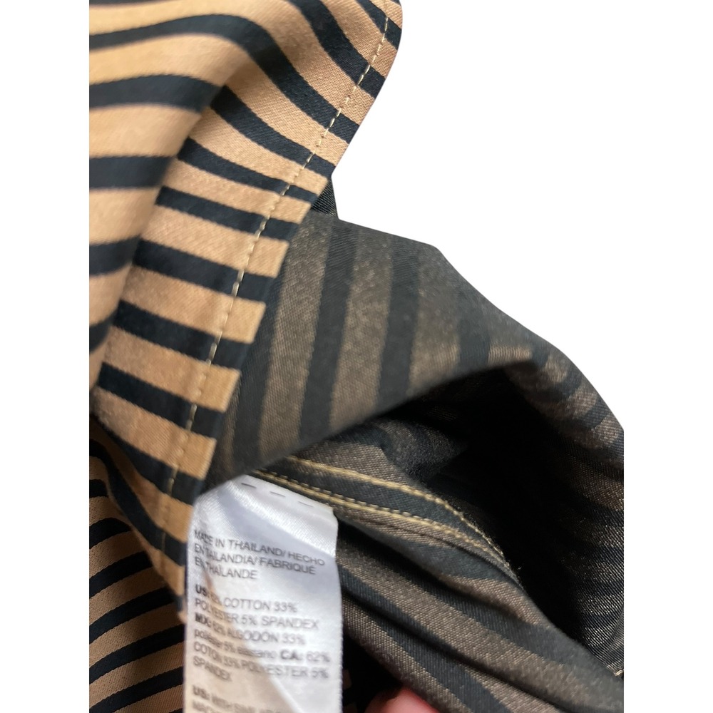 Chicos Tan Black Striped Blouse 2 US 12 14 Long Sleeve Button Front - Picture 9 of 9